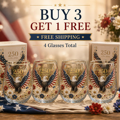 Patriotic Eagle 250th Anniversary-Inspired Glass Tumbler