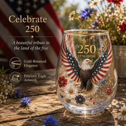 Patriotic Eagle 250th Anniversary-Inspired Glass Tumbler