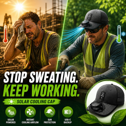 Cooling Solar Fan Hat – UV Protection & Breathable Mesh