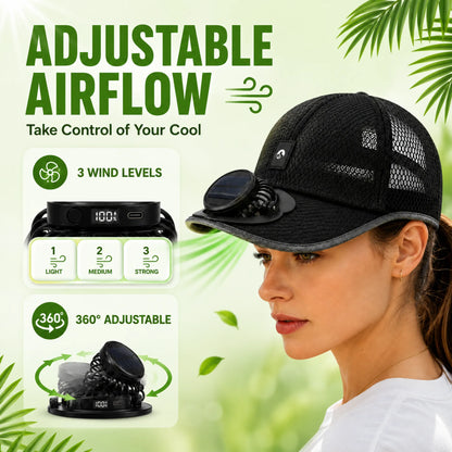 Cooling Solar Fan Hat – UV Protection & Breathable Mesh