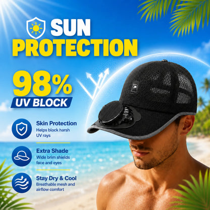 Cooling Solar Fan Hat – UV Protection & Breathable Mesh