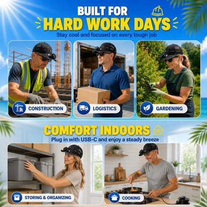 Cooling Solar Fan Hat – UV Protection & Breathable Mesh