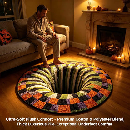 3D Skeleton Vortex Quilted Round Halloween Rug
