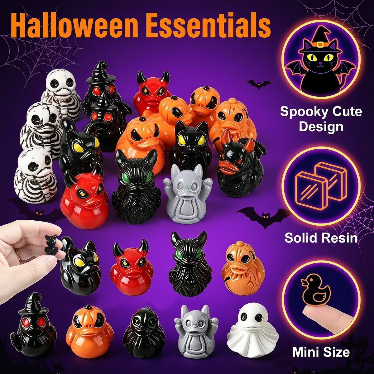 Mini Devil Ghost Skull Resin Ducks-Cute Spooky Desktop Decor