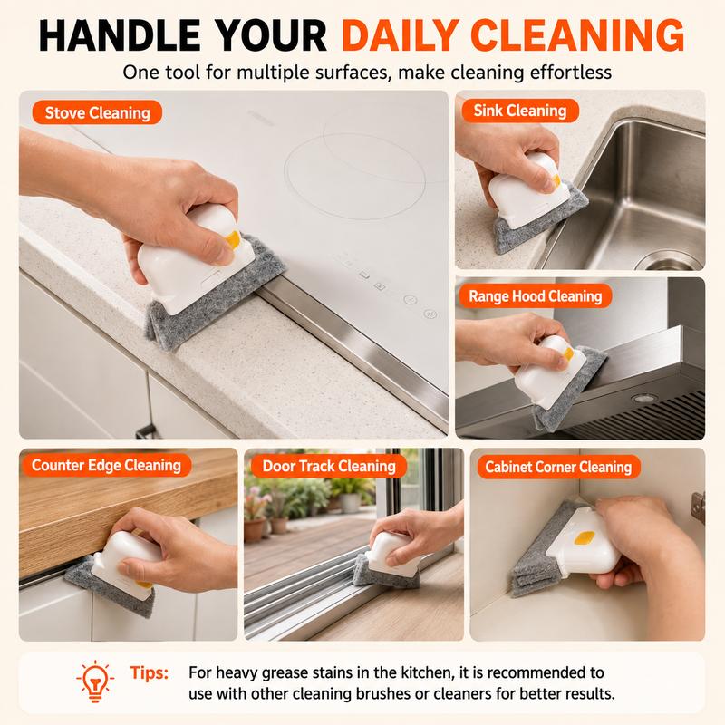 2-in-1 Window Track Cleaner With Deep Gap Brush & Scraper