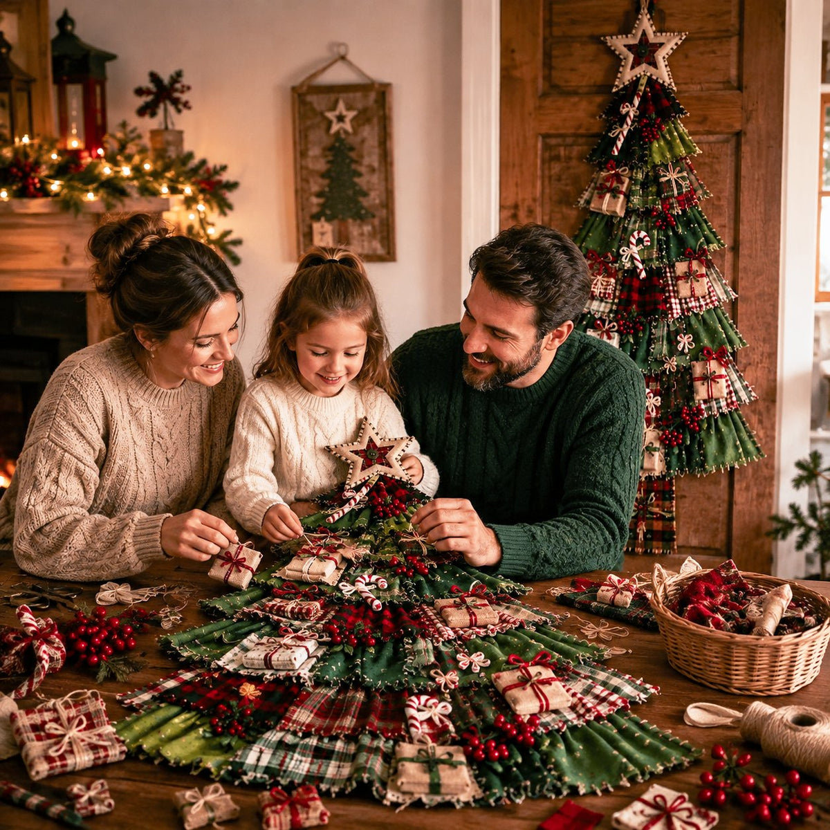 CHRISTMAS DOOR FAVORITE| Layered Fabric Tree Hanging