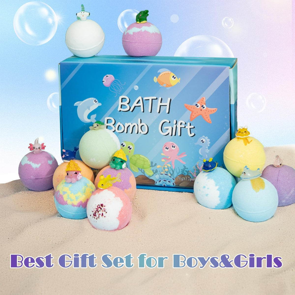 Kids Bath Bombs with Surprise Spring Toys Inside
