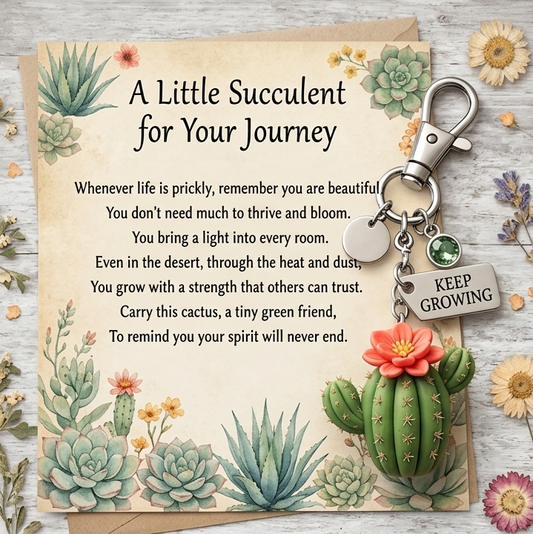 A Little Succulent for Your Journey | Keep Growing Cactus Keychain