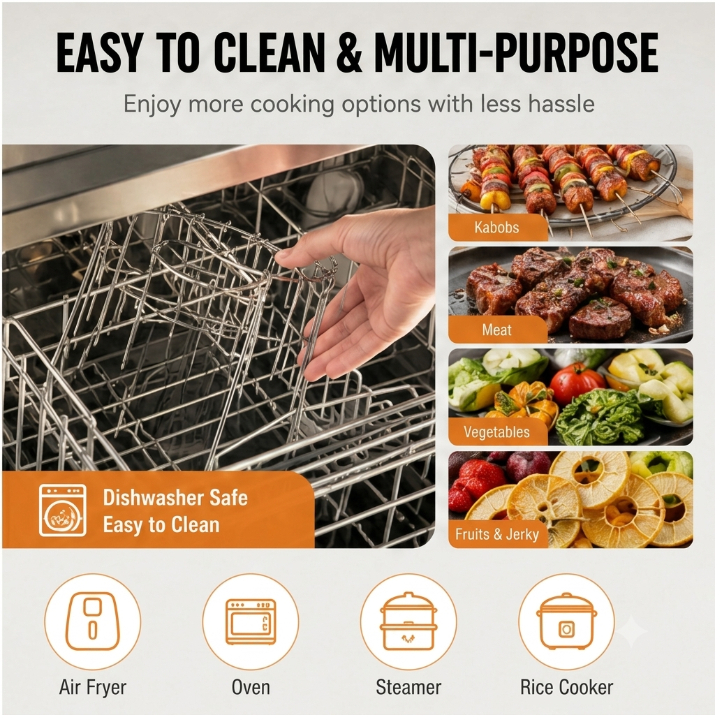 Bestseller｜Stainless Steel Air Fryer Grill Skewer Rack