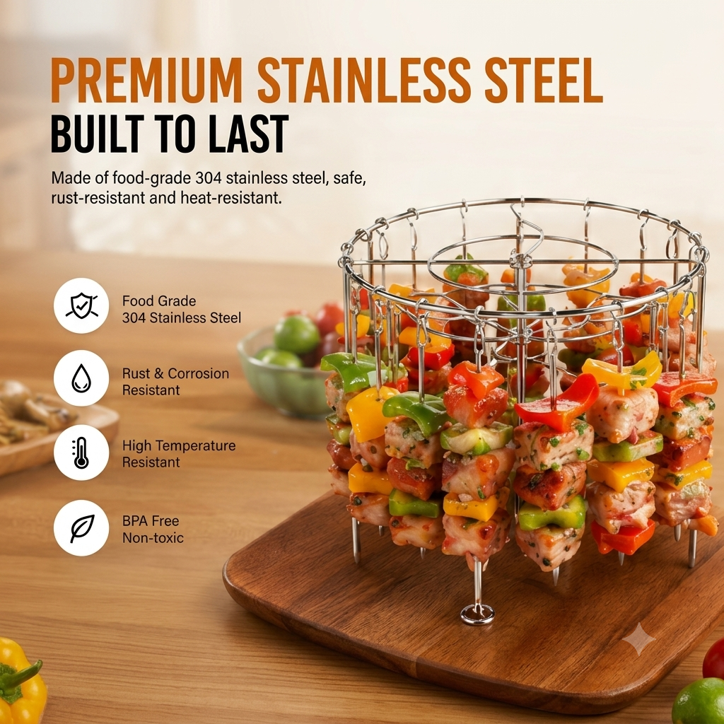 Bestseller｜Stainless Steel Air Fryer Grill Skewer Rack