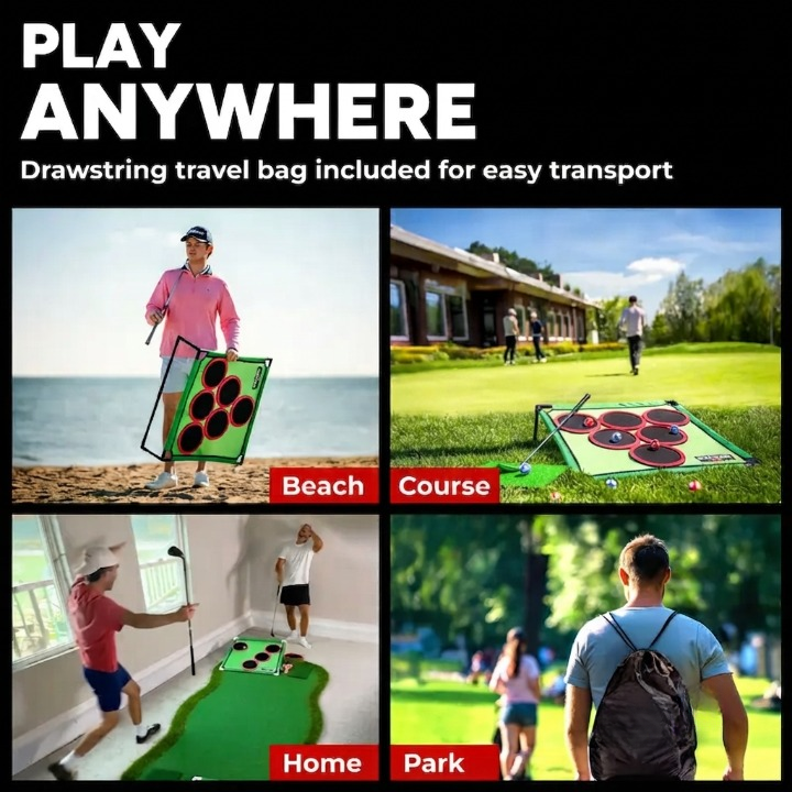Golf Pong Game Set – 20 Balls, Mat & Case, Indoor/Outdoor