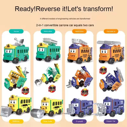 Flip & Change Reverse Car | Cartoon Transformable Kids Toy