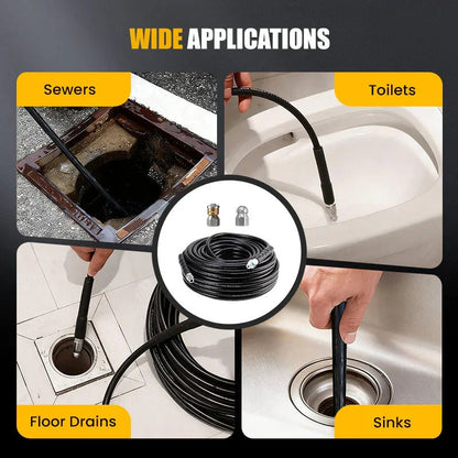 Professional 9-Piece Sewer Cleaning Set – High-Pressure Hose for Tough Clogs & Buildup