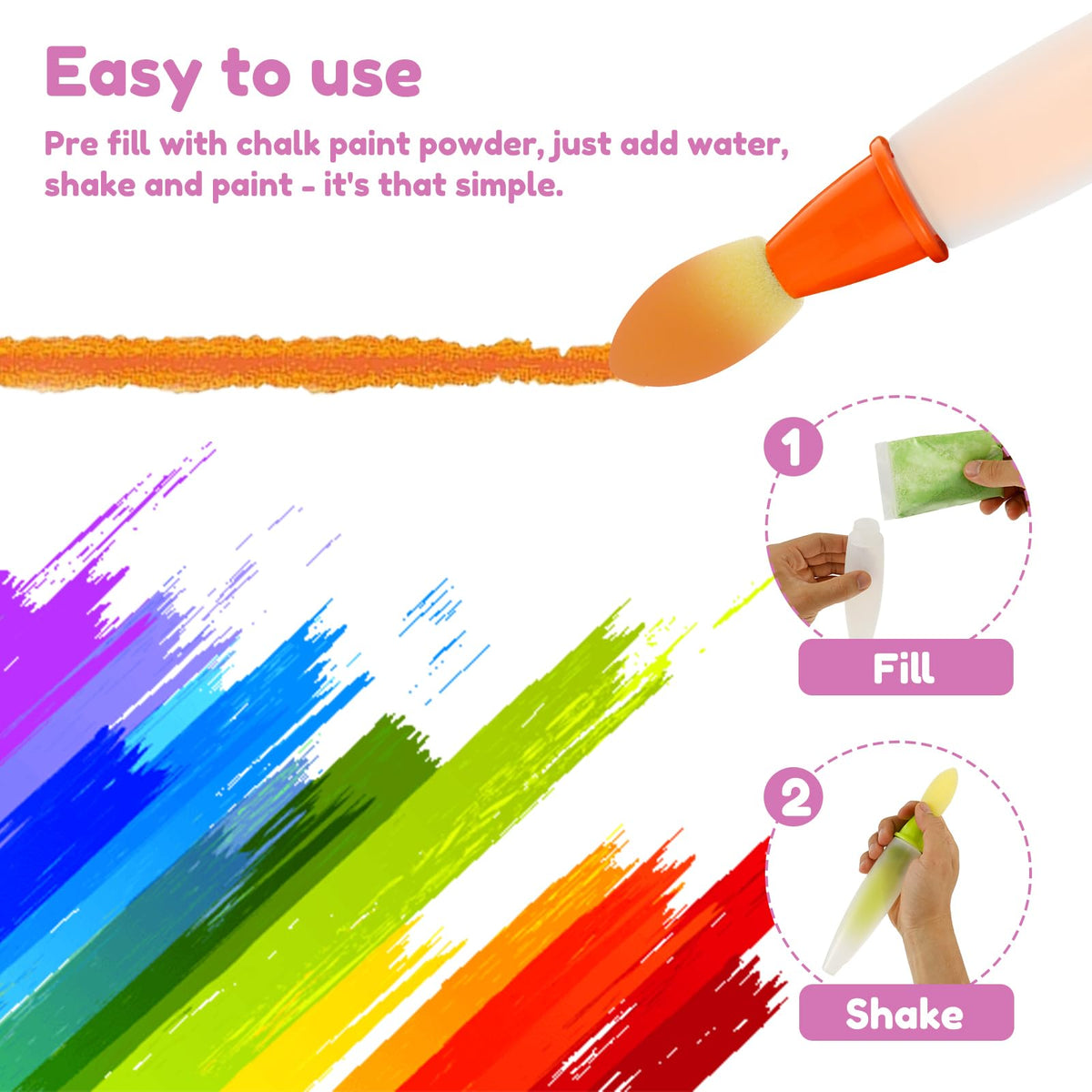Sidewalk Chalk Paint Brush,Add Water to Brushes to Use,Easy to Use,Washable