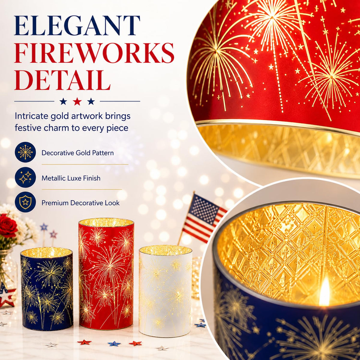 3-Piece Electronic Candle Holder Set, Candle Holders for Table Centerpiece