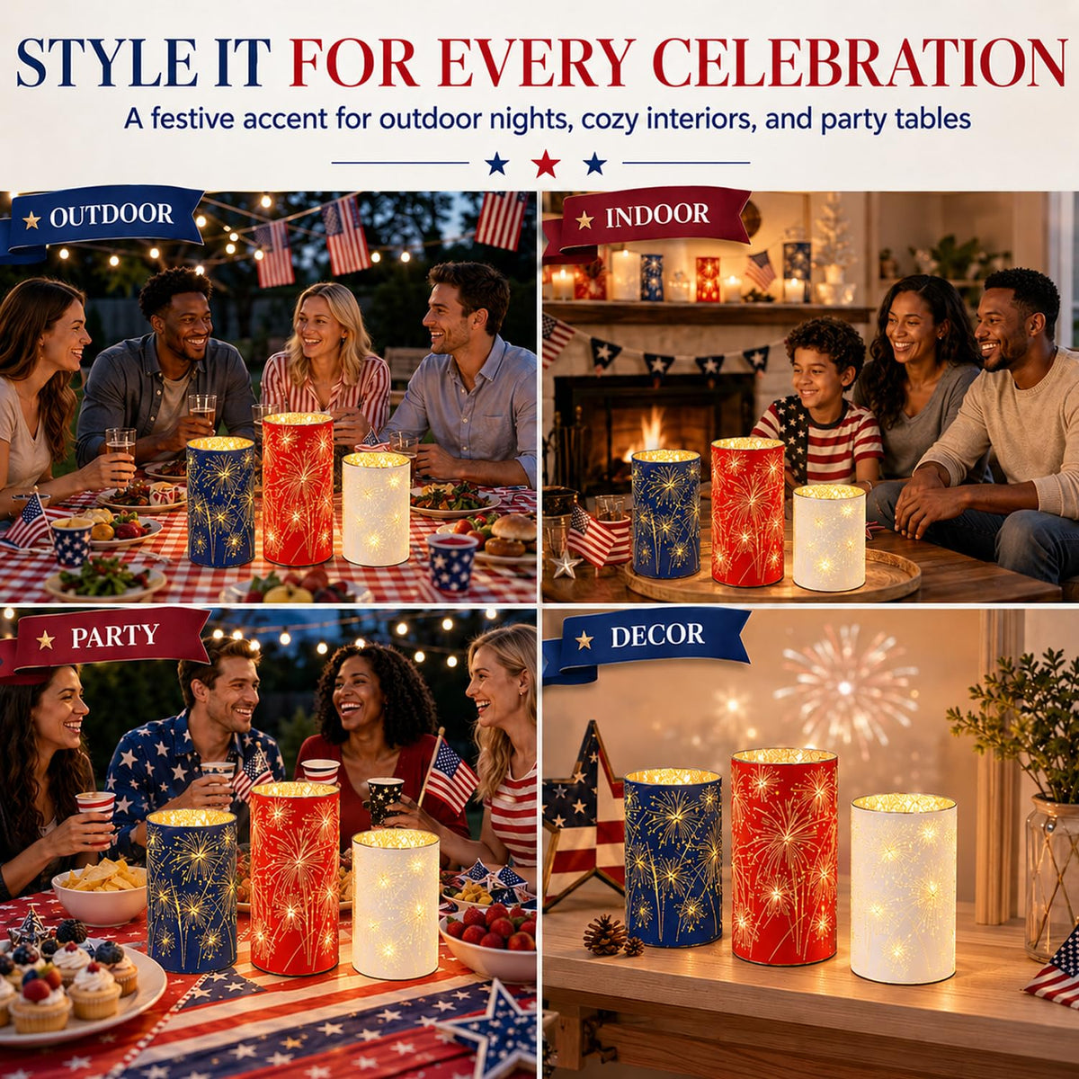 3-Piece Electronic Candle Holder Set, Candle Holders for Table Centerpiece