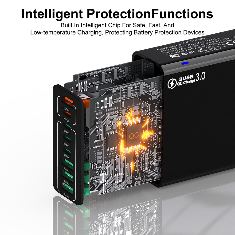 8 in 1 Waterproof Ports USB Fast Charger