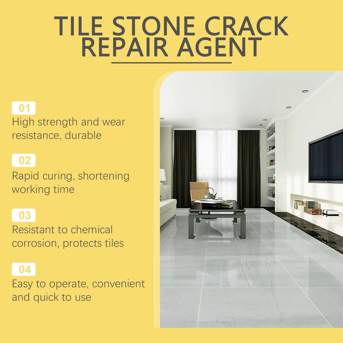 New Upgrade Tile & Stone Crack Repair Kit - Professional-Grade Filler for Sealing Gaps, Waterproof & Color-Matching Formula