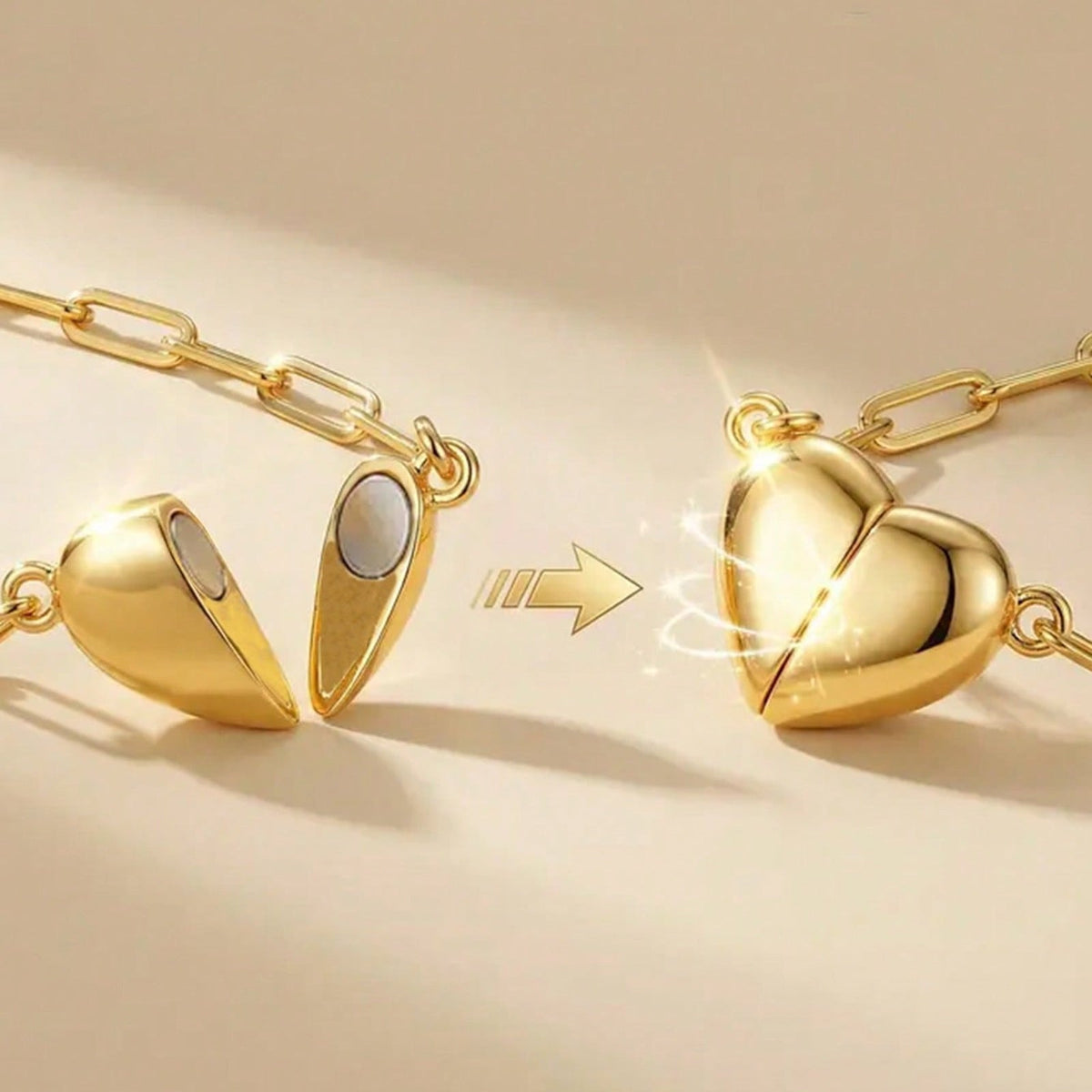 Magnetic Heart Necklace — Elegant Stainless Steel Statement Jewelry