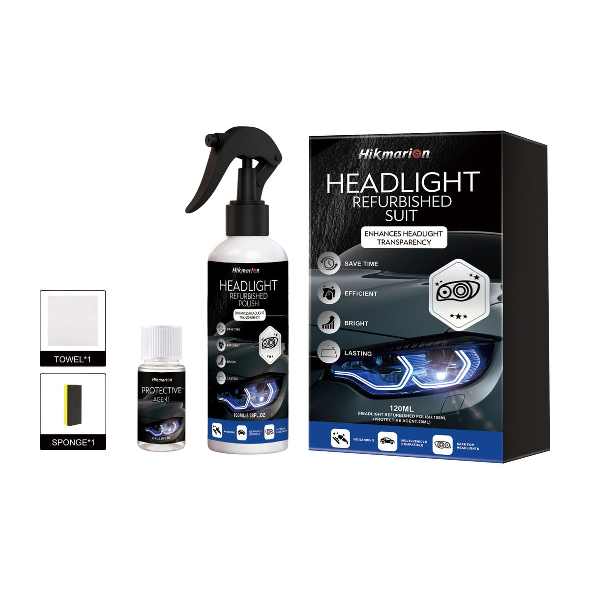 Automotive Headlamp Restoration Fluid, Clears Oxidation, Yellowing & UV Protection