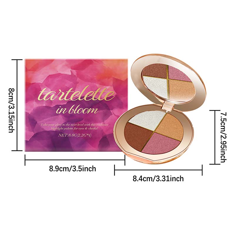 Glow Draped Highlight & Blush Palette – Four Dreamy Shades for a Fresh, Radiant Glow