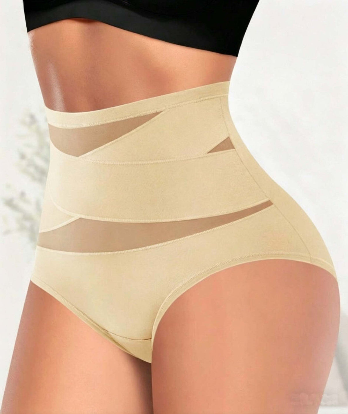 Women's Sheer High Waist Shaping Underwear, Sexy Mesh Shapewear Panty