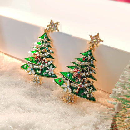 Christmas Tree Drop Earrings — Sparkling & Stylish Holiday Jewelry