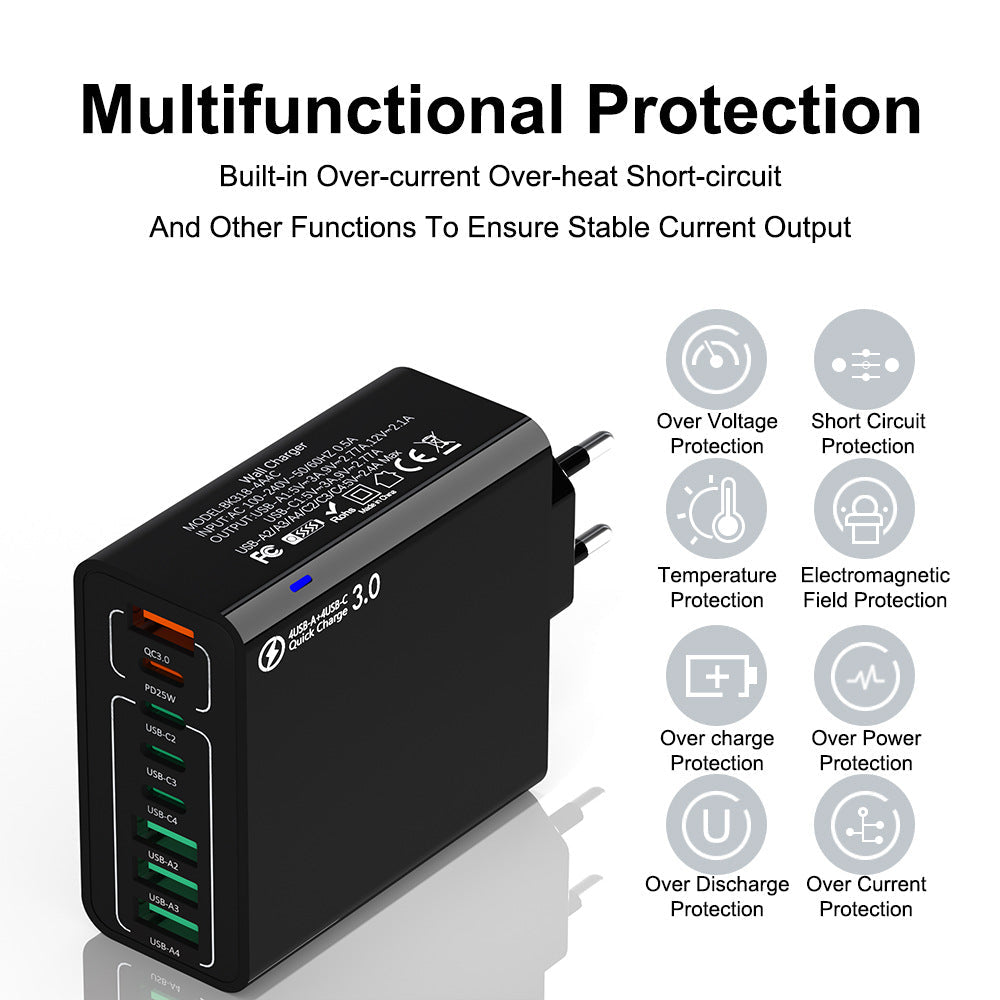 8 in 1 Waterproof Ports USB Fast Charger