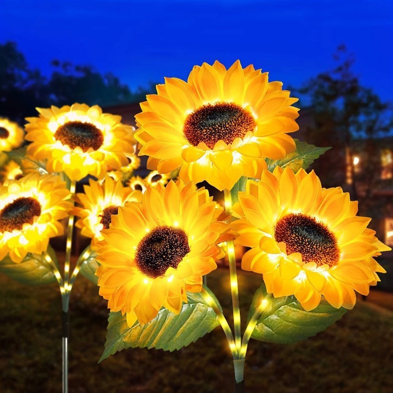 Solar LED Sunflower Garden Lights, Realistic Night Glow for Yard, Lawn, Patio and Porch Decoration, Waterproof IP65