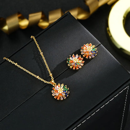 Luxury Firework Earrings and Necklace Timeless Sparkle, Everyday Glamour