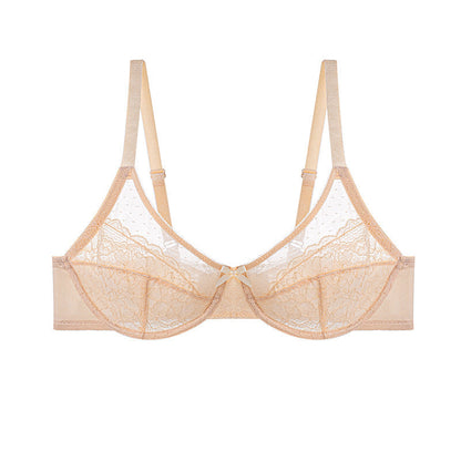 Enchante Floral Lace Plus Size Underwire Unlined Unpadded Minimizer Full Coverage Bra Women's Wear Comfortable Breathable Mesh Cup