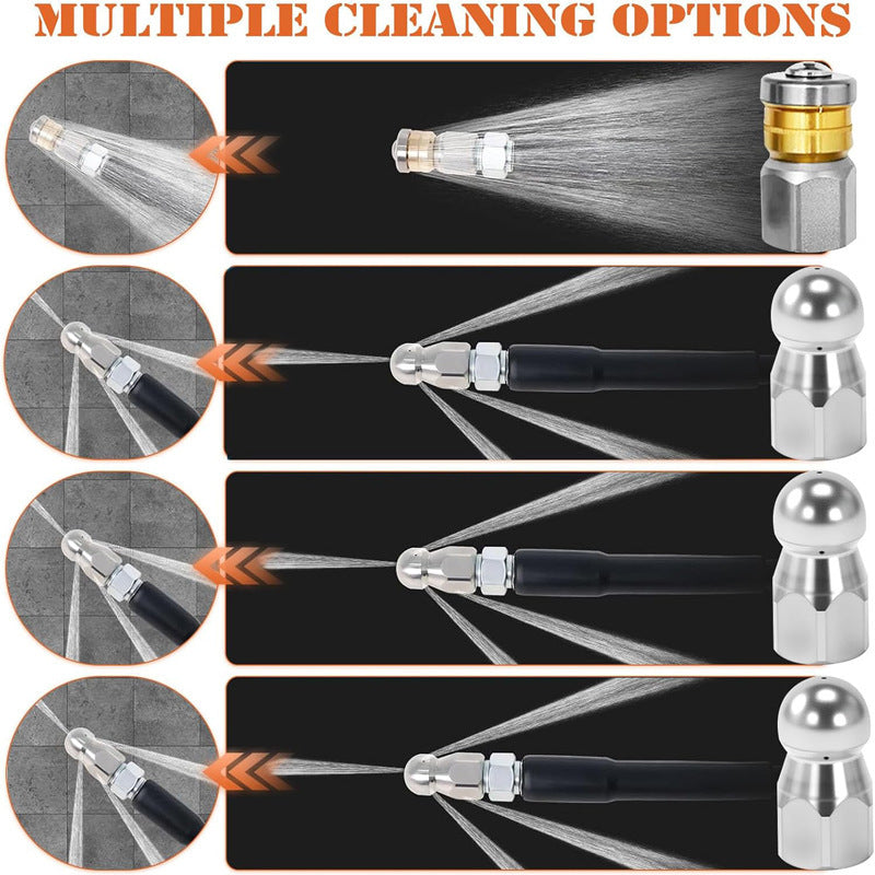 Professional 9-Piece Sewer Cleaning Set – High-Pressure Hose for Tough Clogs & Buildup
