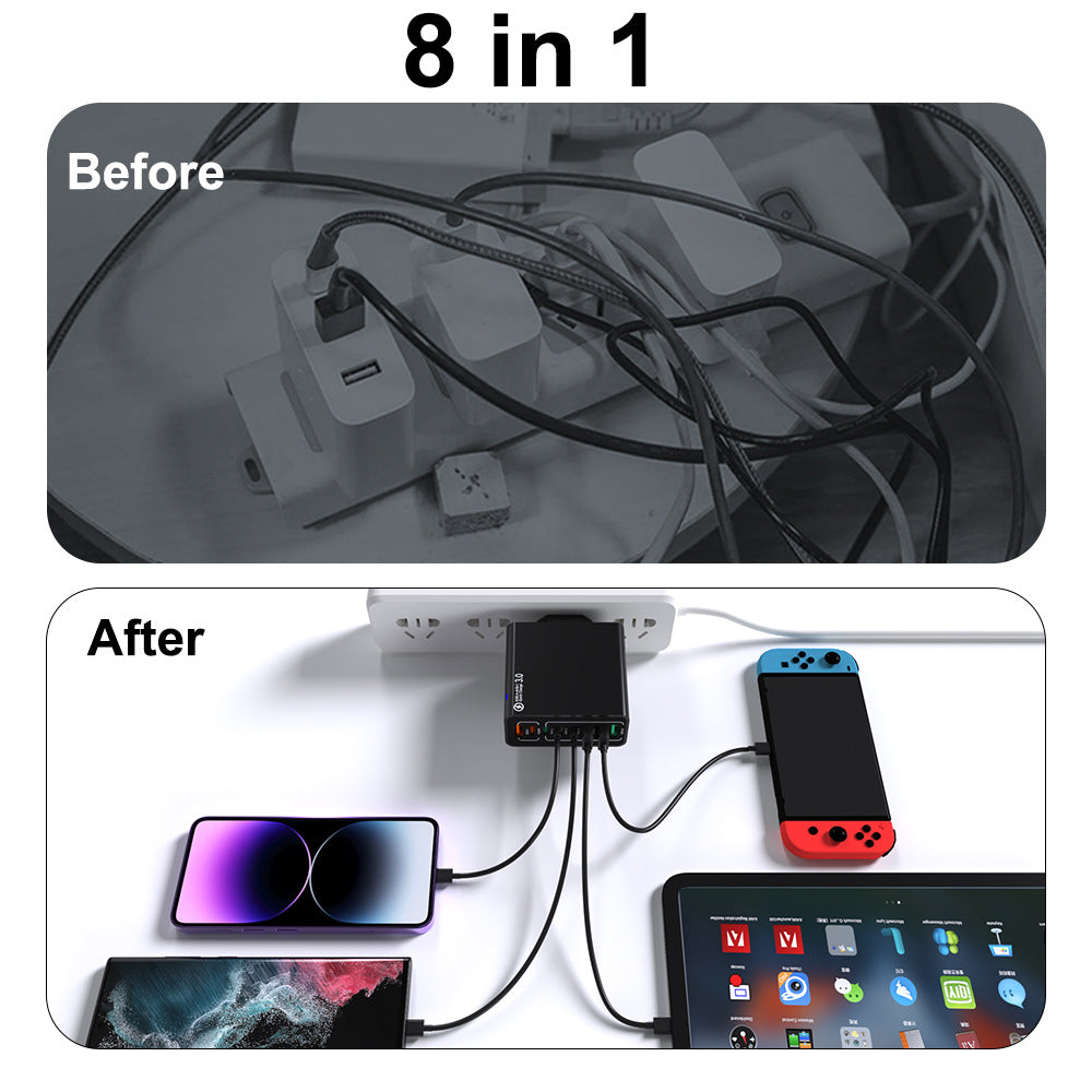 8 in 1 Waterproof Ports USB Fast Charger
