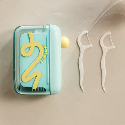Portable Auto Pop-Up Dental Floss – Refillable Travel Case