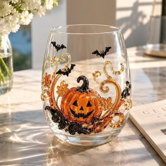 LAST DAY 40% OFF 3D Halloween Artisan Glass Cups, Festive Parties & Cozy Fall Home Bar Vibes