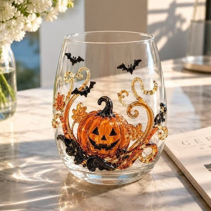LAST DAY 40% OFF 3D Halloween Artisan Glass Cups, Festive Parties & Cozy Fall Home Bar Vibes