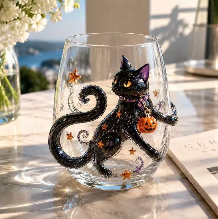 LAST DAY 40% OFF 3D Halloween Artisan Glass Cups, Festive Parties & Cozy Fall Home Bar Vibes