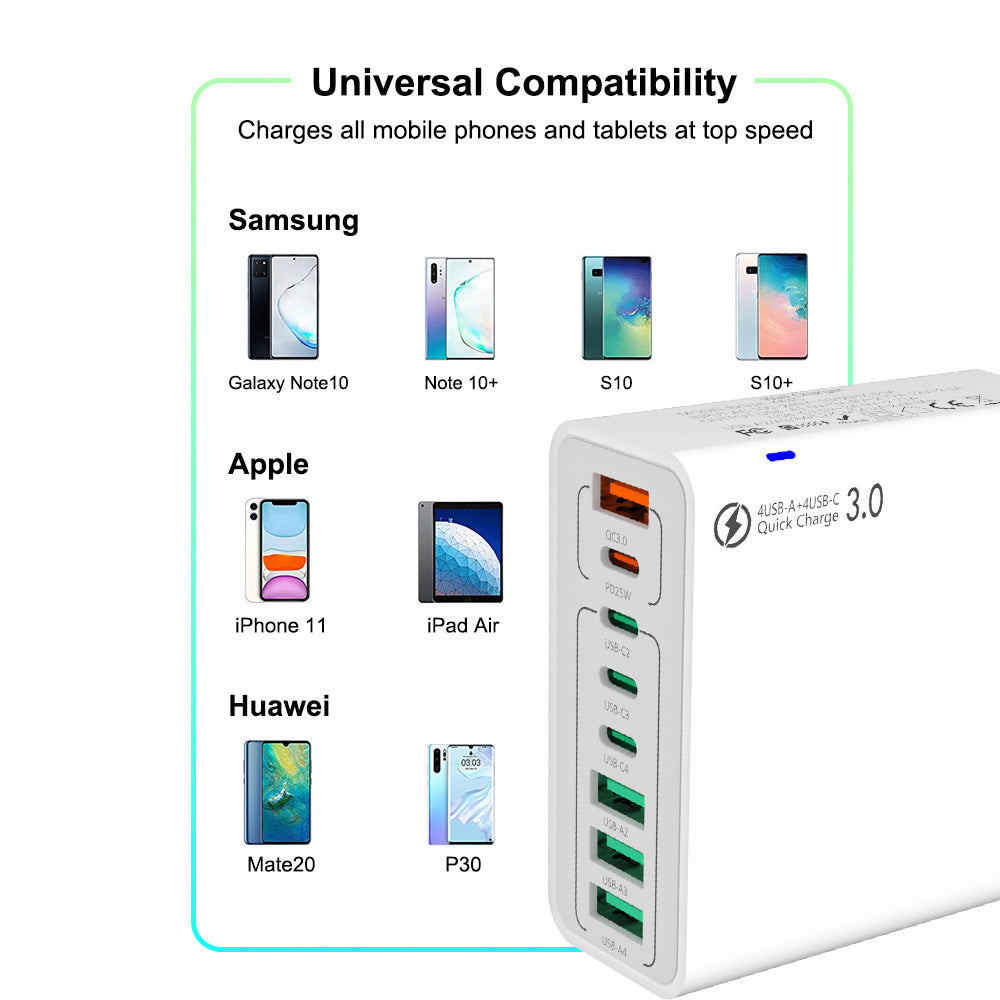 8 in 1 Waterproof Ports USB Fast Charger
