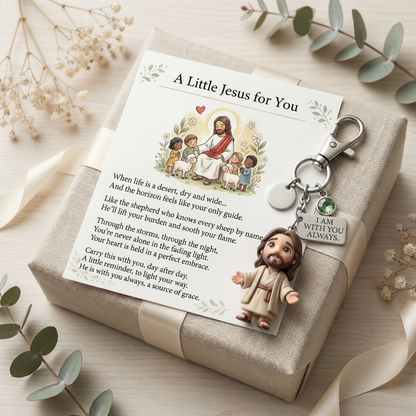 "A Little Jesus for You" - Comforting Pocket Reminder Keychain & Poem Card Gift Set