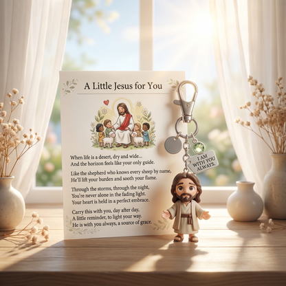 "A Little Jesus for You" - Comforting Pocket Reminder Keychain & Poem Card Gift Set