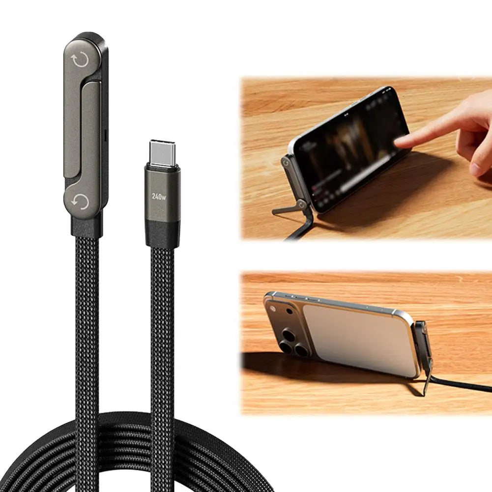 Foldable Charger Cable with Stand (Type-C to Type-C