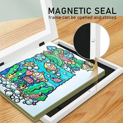 Magnetic Wooden Kids Easy Open Art Frame