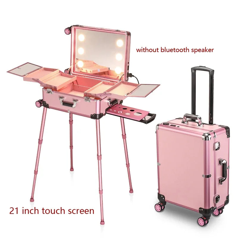 GlamVoyage™: Elite Trolley with Vanity Mirror