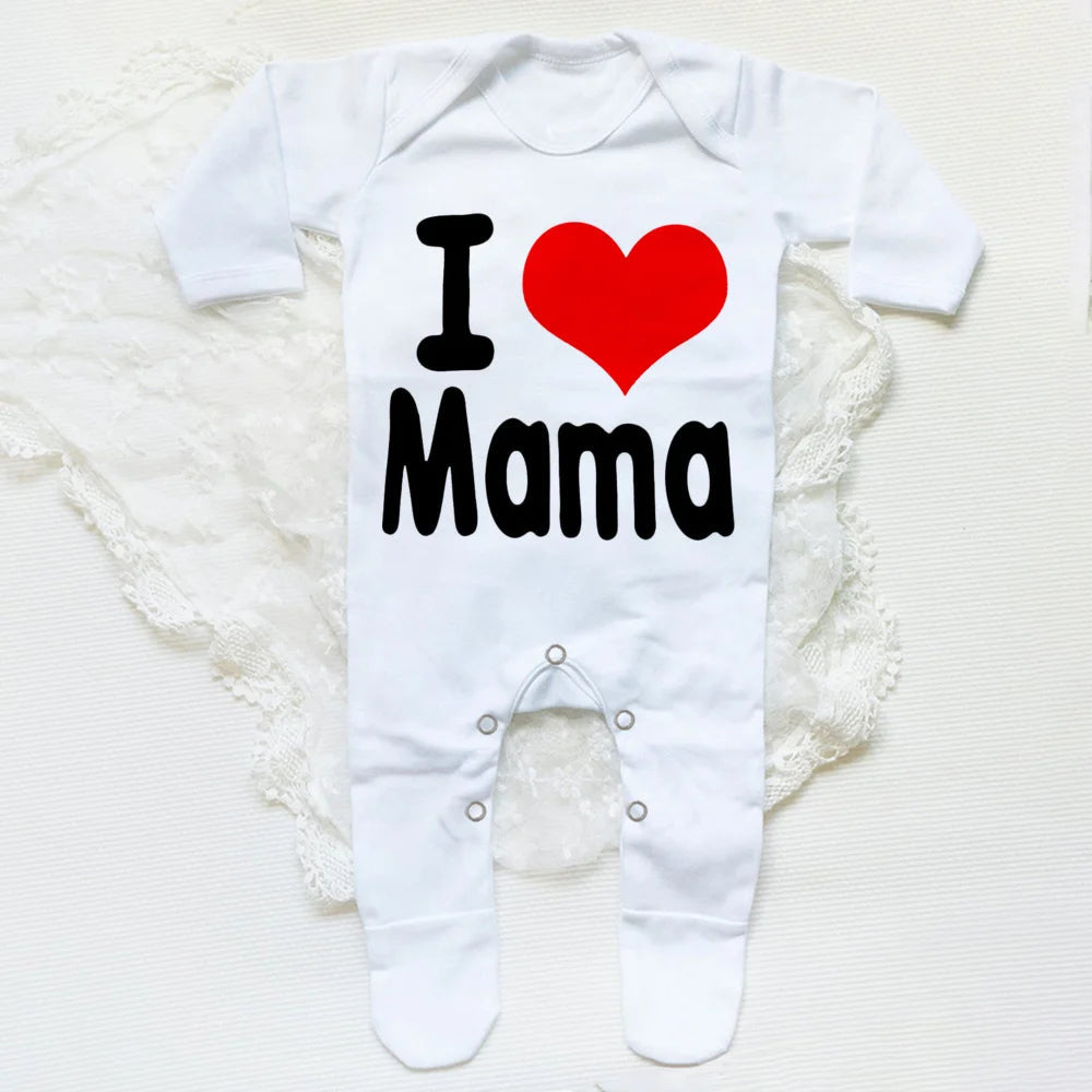 I Love Papa Mama Baby Sleepsuit