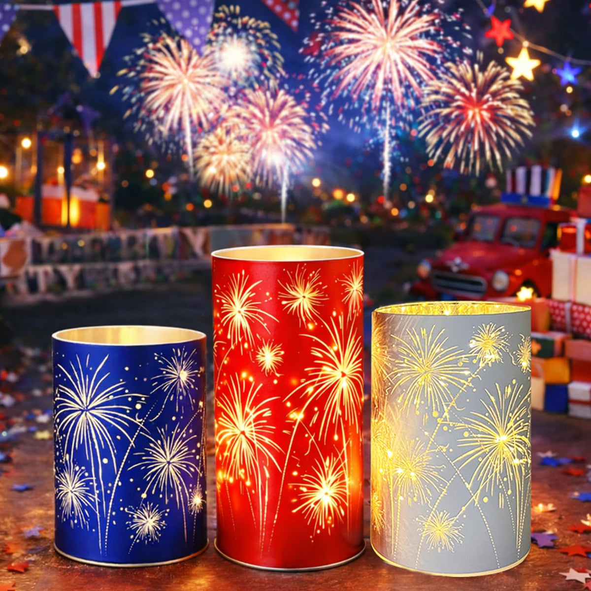 3-Piece Electronic Candle Holder Set, Candle Holders for Table Centerpiece
