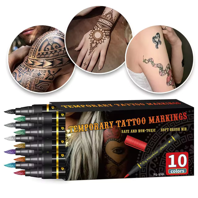 Festivel Hot SALE 60% OFF - 10 Colors Temporary Tattoo Markers Set