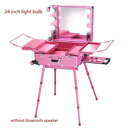 GlamVoyage™: Elite Trolley with Vanity Mirror