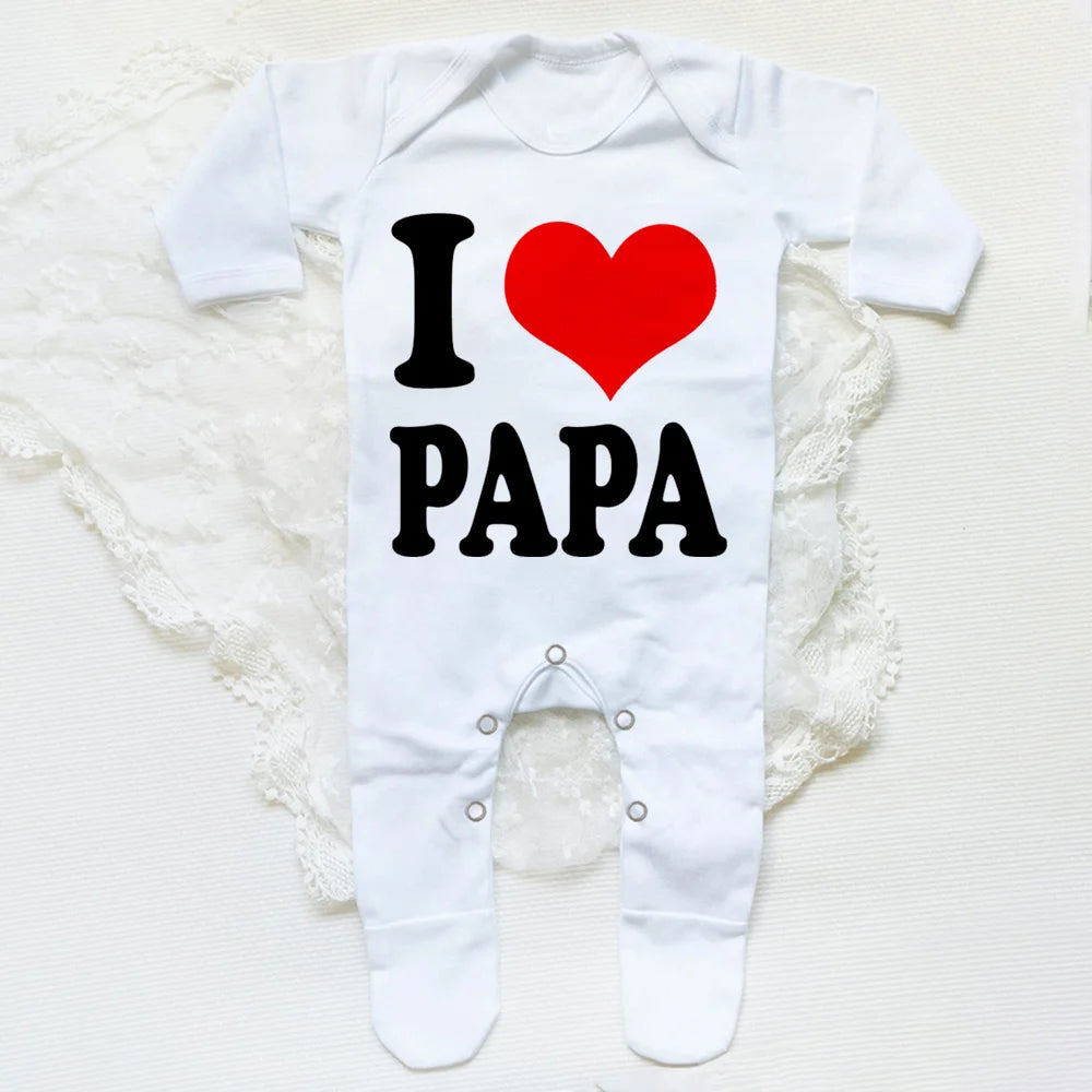 I Love Papa Mama Baby Sleepsuit