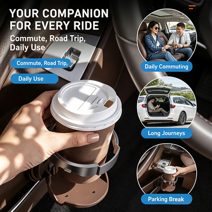 Universal Foldable Car Cup Holder with Hook, Space-Saving Vehicle Drink Holder for Bottles