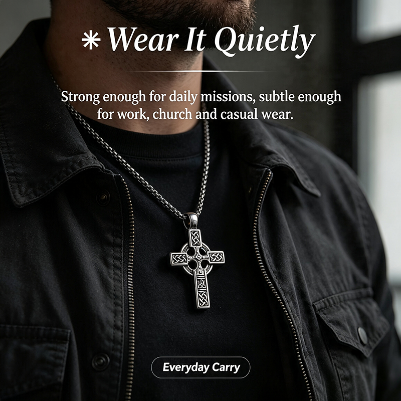 The Warrior's Cross Antique Silver Celtic Knot Pendant